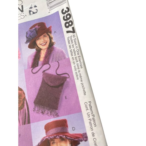 McCalls 3987 Fashion Accessories Hat Purse Sewing Pattern All Sizes Retro UNCUT - Picture 2 of 7